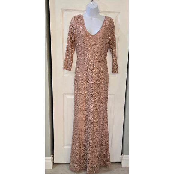 Marina Sequined Lace Gown Blush pink Feminine Mother of the bride Glamorous - Picture 2 of 13
